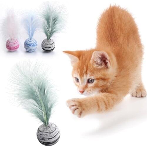 Pet Cat Toy Star Cute Ball Plus Feather EVA Material Light Foam Ball Throwing Toy Interactive Plush Toy Feather Pet Supplies