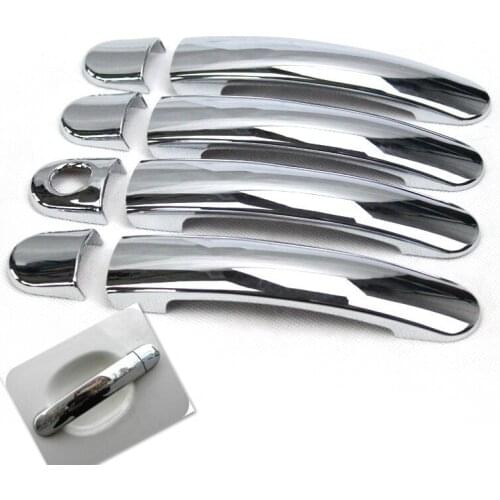 FUNDUOO New Chrome Car Door Handle Cover Trim Sticker for Skoda Fabia / Octavia 2008 2009 2010 2011 2012 2013 Car Styling
