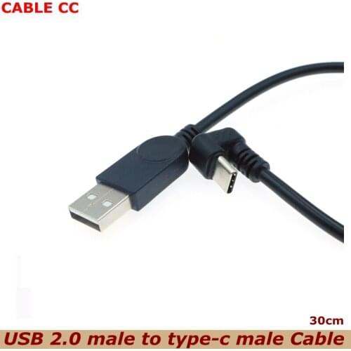 0.3m 1ft Elbow 180 Degree Type C to USB 2.0 Mobile Game Data Fast Charging Cable for Android Phones and Tablets Adapter Cable