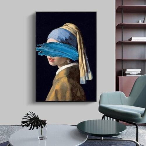 Replicas of A Young Girls Oil Painting with Pearl Earrings As Part of Jon Pop Arts Printout for A Home Decor Wall Photo