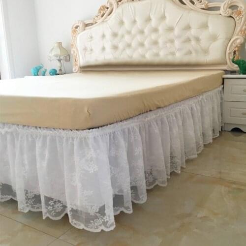 Rufflled Bed Skirt Flowers Decor Bed Skirt for Wedding Couvre Lit Lace Bed Skirt Elastic Bed Cover Bedspread Without Surface