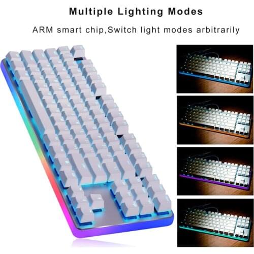 GANSSTenkeyless Mechanical Gaming Keyboard 87 Keys with Tactile Cherry MX Brown 360 Degree Rainbow LED Backlit