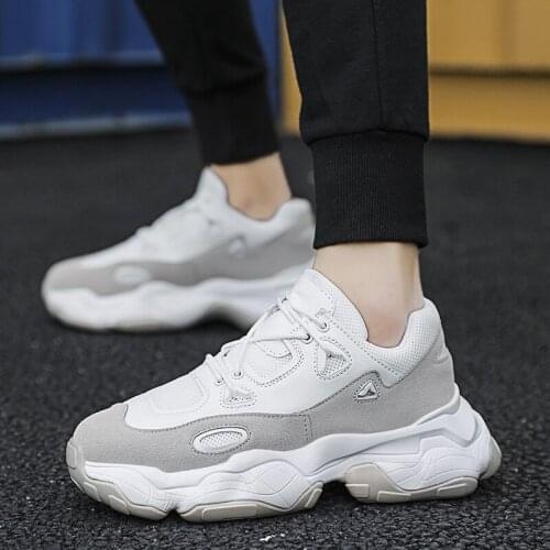 2019 Men Chunky Sneakers Lace-up Flat Casual Shoes with Platform Stylish Mixed Color Breathable Adult Male Tenis Footwear C1-23