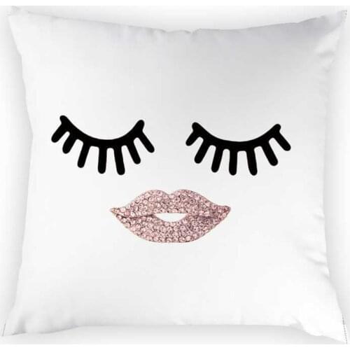 Eye Pattern Cushion Cover Eyelash Facial Expression Pattern Pillowcase Home Decor 45cmx45cm Peach Skin Pillowcase Fall Decor