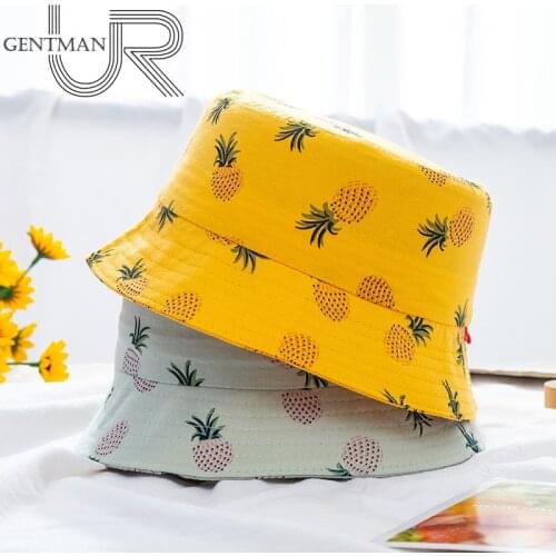 Pineapple Print Childrens Bucket Hat Kids Cartoon Cotton Hat Summer Cap Boys Girls Soft Hats