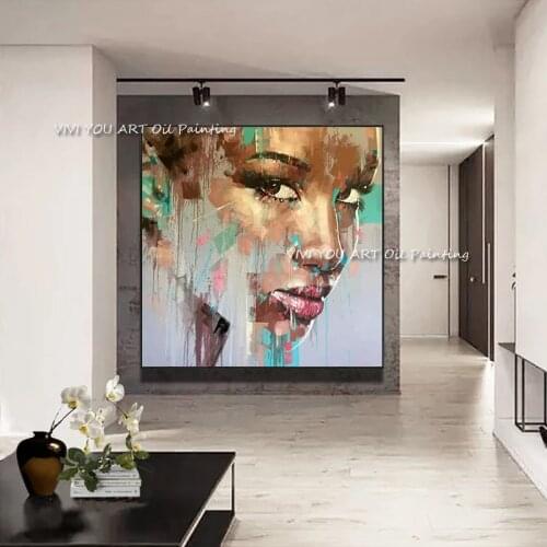 Thikc Knife Abstract Portrait Woman Face100% hand painted Oil Painting on canvas Figure Wall Pictures Home Decoration as a gift
