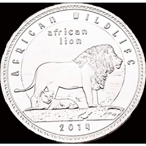 2014 African Wildlife Lion Commemorative Challenge Coins Silver Collectibles Gifts