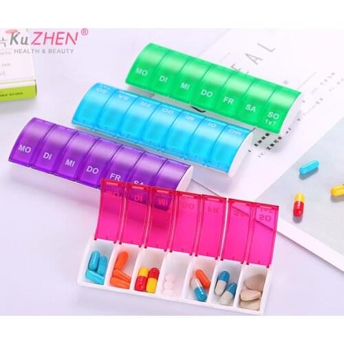 Portable Plastic 7 Days Weekly Pill Organizer Box Tablet Pill Storage Box Plastic Medicine Box Splitters Health Care