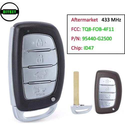 DIYKEY Smart Remote Key With 4 Buttons 433MHz ID47 Chip FOB for Hyundai Ioniq 2020 2021 P/N: 95440-G2500 FCC ID: TQ8-FOB-4F11