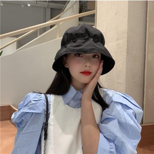 New Womans Hat Fashion Fisherman Caps Female Spring and Summer Sun Protection UV Bucket Hats Wild Face-lift Drawstring Sun Cap