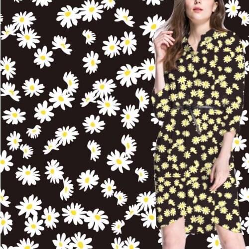 Sewing Fabric Full Polyester Chiffon Fabric 100D Chiffon Calico All Polyester Sunflower Printing Fabric Daisy Womenswear Fabric