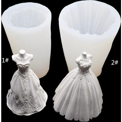 3D Wedding Dress Shape Silicone Molds Cake Chocolate Mold Wedding Cake Decorating Tools Fondant Sugarcraft Soap Mould