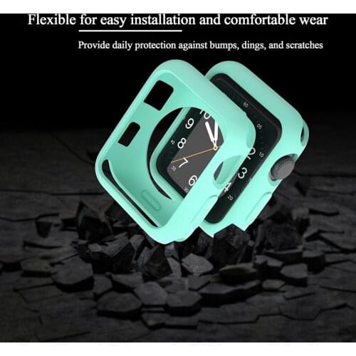 Slim TPU Bumper Rubber Case Protective TPU Strong Cover for Apple Watch 6 5 4 3 2 1 40MM 44MM Screen Protector Cover Iwatch 42MM