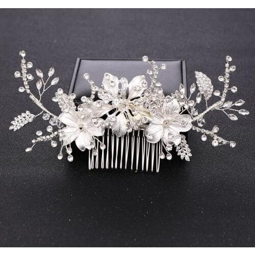 Trendy Crystal Bridal Hair Combs Hair Accessories for Wedding Handmade Flower Rhinestone Women Headpiece Hiar Comb Hair Jewelry