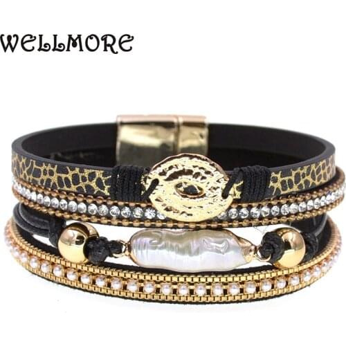 WELLMORE NEW leather bracelets for women fashion magnet charm Bracelets & Bangles Female Jewelry wholesale dropshipping