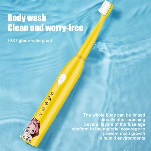 5 Modes Children Electric Toothbrush Cartoon Pattern Tooth Brush Electric Teeth Brush for Kids with 3pcs Replacement Head