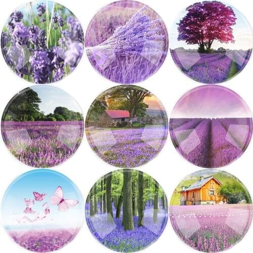 10~25mm 12~50pieces Purple Lavender Flatback Cameo Cabochon Domed Accessory Glass Cabochon DIY Handmade Glass Jewelry Accessorie