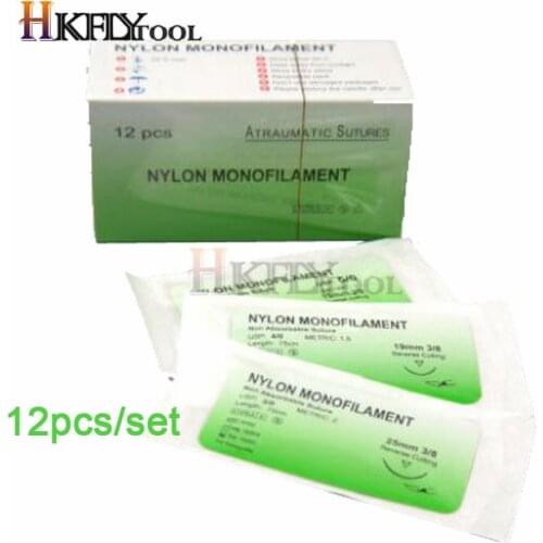 12Pcs/set Nylon Monofilament Medical Thread With Needle Suture Training Practice 75cm to Improve Medical Technique Exercises