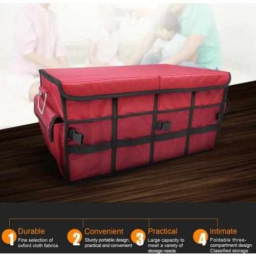 2021 Car Organizer Oxford Cloth Folding Durable Portable Large Capacity Collapsible Car Trunk Storage Box Interior Automobile