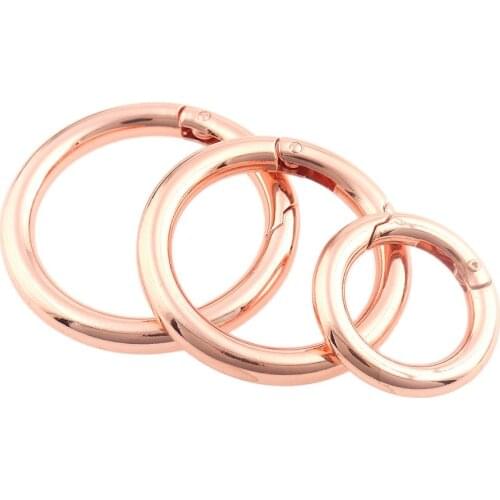 4pcs Rose gold Gate Spring O-Ring Buckles Clips Carabiner Purses Handbags Round Push Trigger Snap Hooks For Climbing Equipment