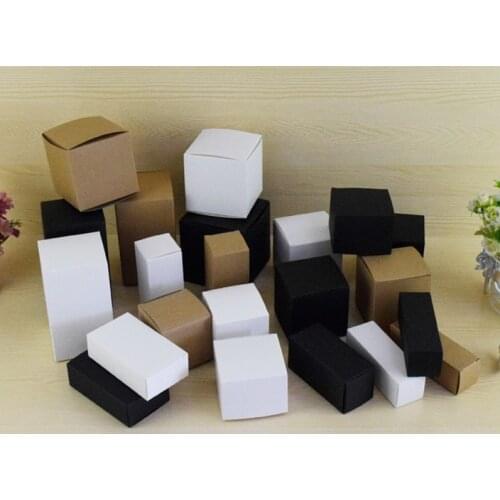 50Pcs Brown/White/Black Blank Kraft Paper Box For Cosmetic Valves Tubes Craft Candle Gift Packing Boxes