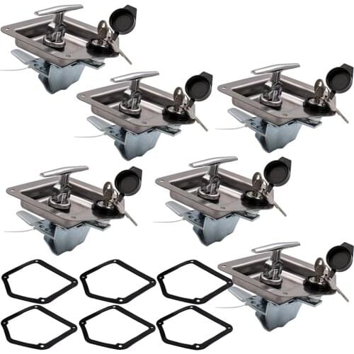 6 PCS Stainless Steel Folding T Handle Lock for Recessed Trailer Caravan
