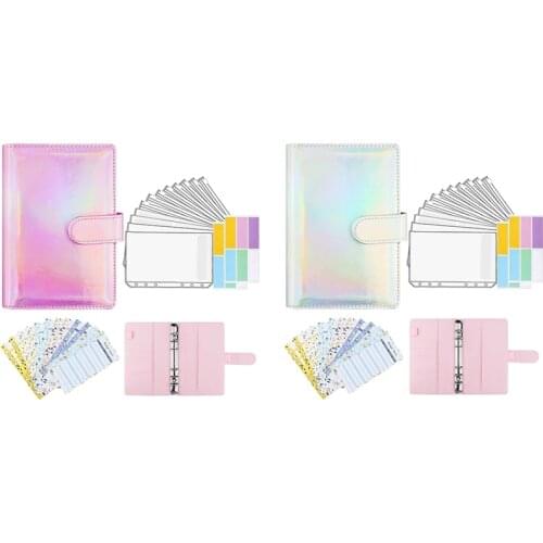 A6 PU Leather Binder Sleeve, with 12 A6 Binder Pockets, 6 Ring Budget Binders, Money-Saving Cash Envelope System