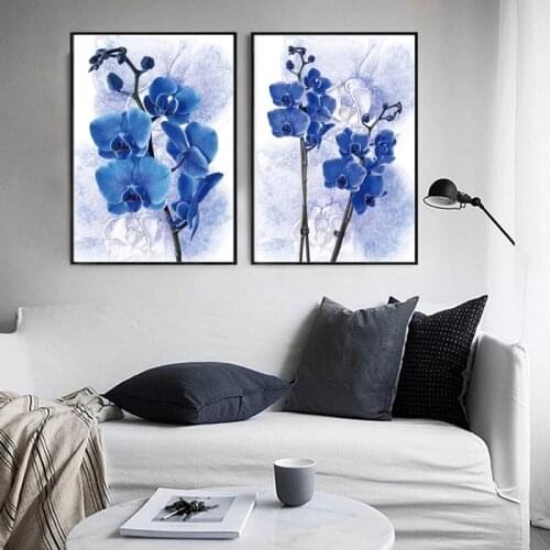 Abstract Wall Art Dark Blue Watercolor Paintings Nordic Canvas Posters and Prints for Living Room Bedroom Corridor Decoration