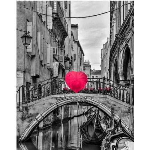 5D DIY Diamond Painting Retro street landscape black white art Diamond Mosaic Cross stitch Square round diamond Home Decor