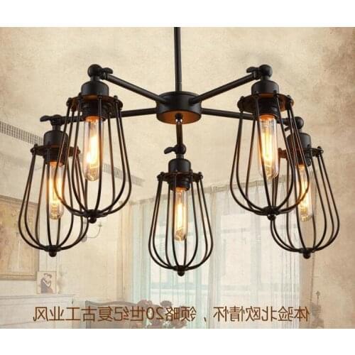 American Loft Iron Pendant Light Black Restaurant Bar Hair Net Cafe Cafe Wrought Droplight Drop deco chambre