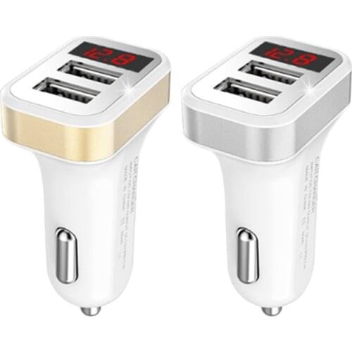 Car Charger Digital Display Dual USB Port for iPhone iPad Samsung Xiaomi Phone Charging Adapter 3.1A Car-charger Double USB