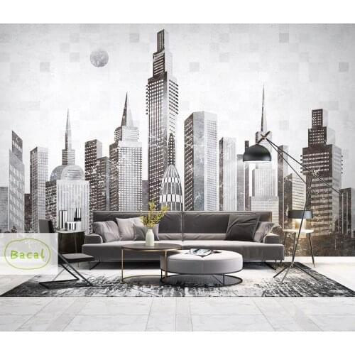 Bacal Custom 3D Photo Wallpaper Handpainted City Building Wall Mural Wall Papers Home Decor Living Room Background murals 3d