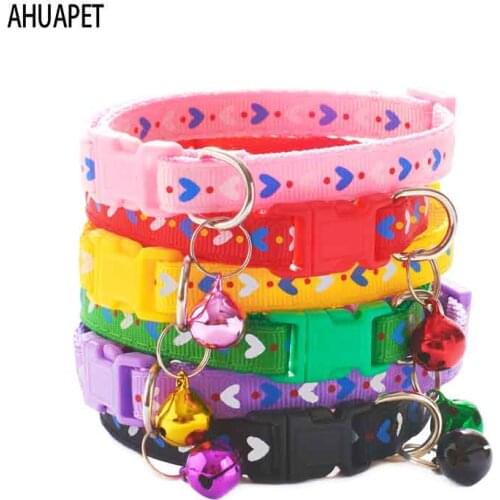 Velvet Cat Collar Gatos Neck Collar Cute Cats Bell Collar Adjustable Small Dogs Heart Shape Velvet Luxurious Pet Accessories