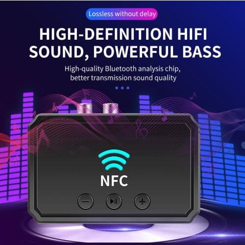 Bluetooth 5.0 Receiver Adapter NFC 3.5mm RCA Jack Audio AUX Output Wireless Bluetooth Dongle Stereo Receptor For Car Kit Speaker