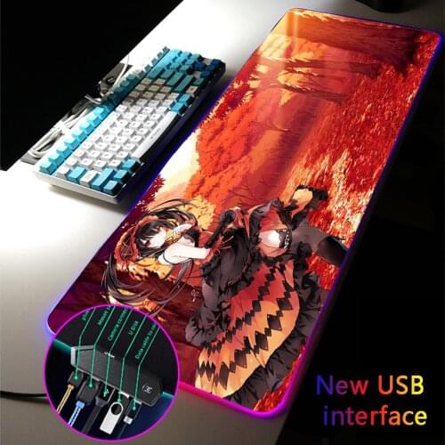 Hot Sale Anime Kurumi Tokisaki Large RGB Mouse Pad Multi-interface Four USB Docking Dock USB MousePads Typec Interface Desk Mat