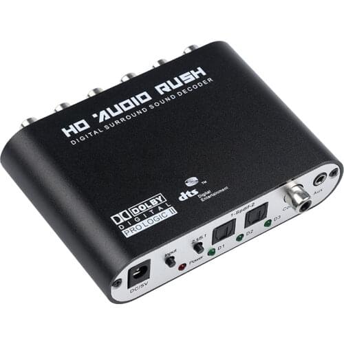Digital to Analog 5.1 Stereo AC3 Audio Converter Optical SPDIF Coaxial AUX 3.5mm to 6 RCA Sound Decoder Amplifier EU Plug