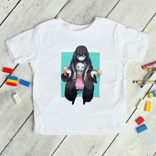 Demon Slayer Nezuko Printed Children T Shirt Ulzzang Gothic Baby Tees Fashion Japanese Anime Shirt Kids Oversized Tshirt