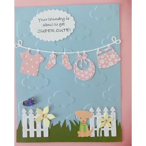 Baby Clothesline Die Cuts Scrapbooking Stencil Template for DIY Embossing Paper Photo Album Gift Cards Making Dies New Arrival