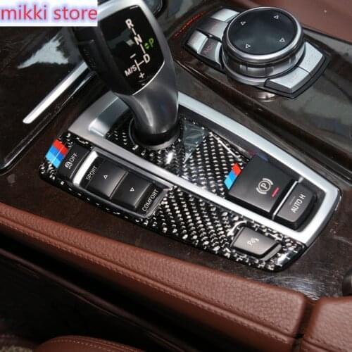 For BMW F10 F01 F25 F26 Interior Trim Carbon Fiber Gear Shift Control Panel Cover Sticker Car styling 5 7 series X3 X4 Accessory