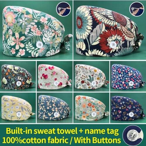 Printing Doctor operating room nurse head cap lab scrub pet shop surgicals hat Medical hat Dentist Beautician clinical hat