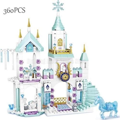 Disney Friends series A and Es ICE playground castle house set movie DIY building block toy girl child creative gift