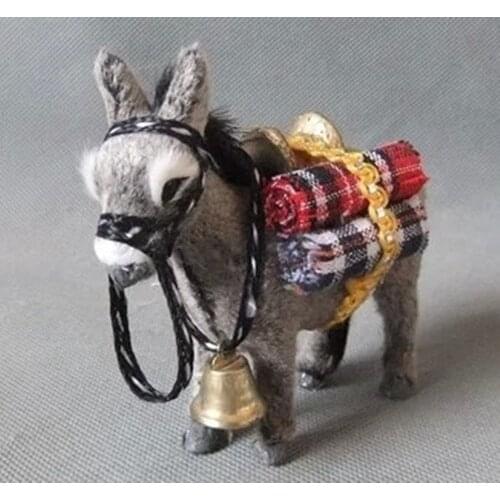 Simulation gray donkey 11*10CM hard model,polyethylene&fur donkey toy home decoration Xmas gift 0876