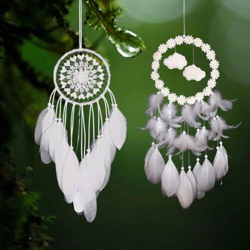 Indian Vintage Rattan Feather Ornaments Three - Dimensional Petal Girl Room Decoration Crochet Weaving Dream Catcher Wall Decor