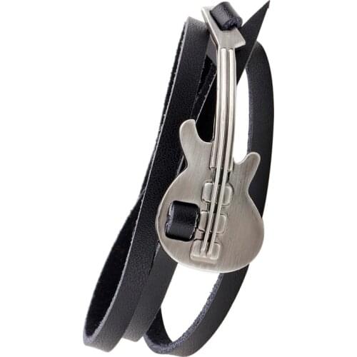 3D Guitar Leather Bracelet Jewelry Punk Multi-Layer Guitars Bracelet Street Men And Women Music Lovers The Best Gift