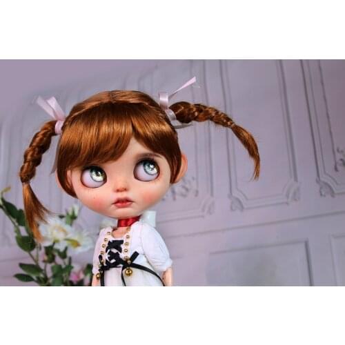 Blythes doll imitation hair is fitted with 1/6 size stylish foreign style soft wig imitation mohair little braids red copper