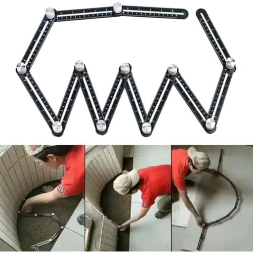 12-Side Rulers Tile Opening Locator Paving Floor Tiles Folding Rule Universal Perforation Multi Angle Measuring Ruler