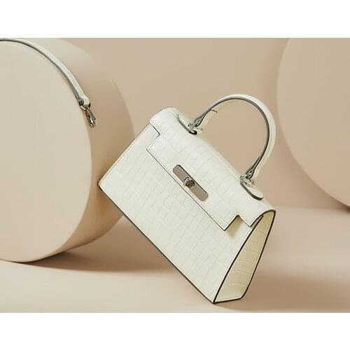 OUSSON 2021New Design Small Square Leather Crossbody Bag Exquisite Female Crocodile Pattern Tote Handbag One Shoulder Handbag