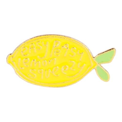 Cartoon Easy Peasy Lemon Squeezy Enamel Brooches Super Cute Bright Energetic Yellow Fish Cake Shape Pins Sweet jewelry Kids Gift