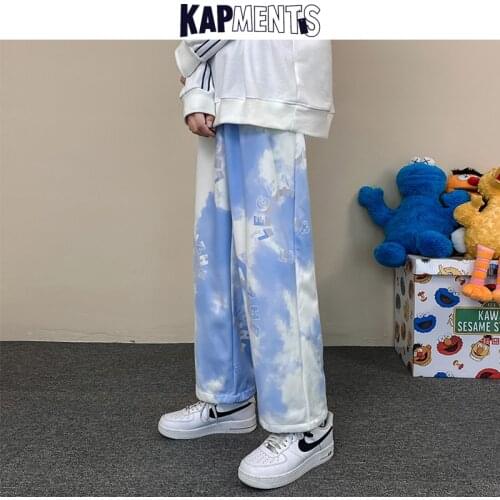 KAPMENTS Men Harajuku Tie Dye Vintage Sweatpants 2021 Mens Japanese Streetwear Sweat Joggers Male Baggy Kpop Japanese Pants 5XL