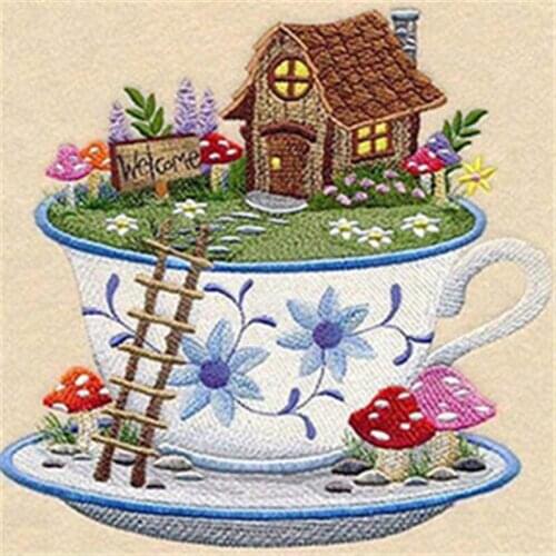 Diy Embroidery Sets Garden Cottage Picture 45x45cm Cross stitch kit printed For Needlework